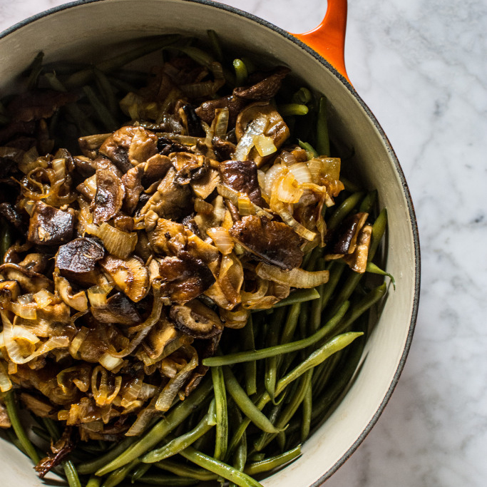 Haricot Verts and Mushrooms